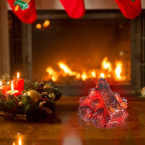 Schwarze LED-Lampe mit künstlicher Holzkohleflamme, Verpackung mit 1 Flammenlampe, realistischer Feuereffekt (1/5)