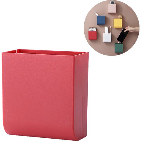 Boîte de rangement pour télécommande, support mural pour téléphone portable, multifonctionnel et pratique, rouge. (1/5)