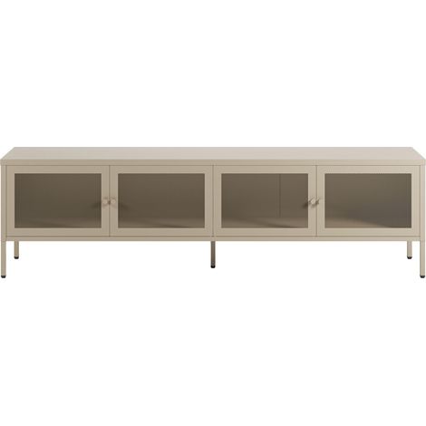 Mueble de TV Latem de metal beige 4 puertas, 160 cm