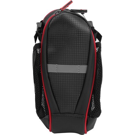 Sacoche de selle vélo grande capacité, double porte-gourde, noir et rouge, pour rangement arrière (1/5)