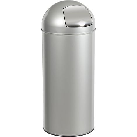 Poubelle Push avec couvercle à trappe - 45l - gris métal - RAL 9006 (1/3)