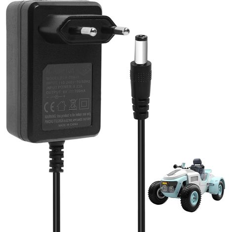 Caricabatterie universale da 6 V per veicoli elettrici per bambini.Adattatore compatibile per auto elettriche, moto, quad, SUV, ATV, carrelli giocattolo con connettore circolare 2,1x5,5mm (1/5)