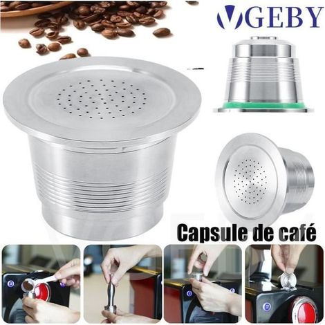 Online Store - Capsule de café réutilisable en acier inoxydable pour machine Nespresso - Matière: Inox - Forme: Cylindrique (1/4)