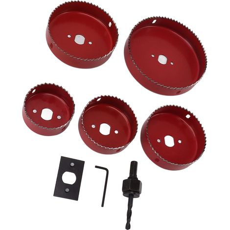 Ensemble de 8 pièces : scie cloche, foret de centrage, outil de perçage pour métaux, plastiques et plaques de bois. (1/5)