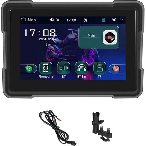 Pouces Moto Sans Fil Carplay Android Auto Portable Lecteur Intelligent étanche Moto Affichage DVR, Sans Caméra (1/2)