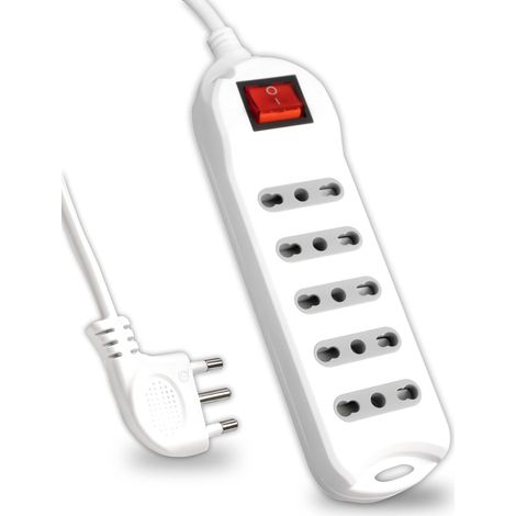 V-TAC Ciabatta Multipresa Elettrica con Interruttore e Cavo da 1,5 Metri - 5 Prese 10/16A Bipasso 2P+T - Con Spina 16A - Presa Elettrica per Casa, Ufficio, Negozio - Colore Bianco (1/4)