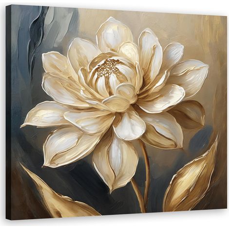 Tableau déco Fleurs or glamour 40x40 (1/5)