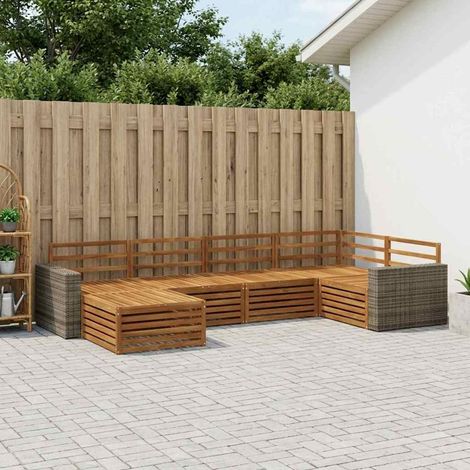 vidaXL Outdoor-Sofagarnitur 6 pcs Natur (1/5)
