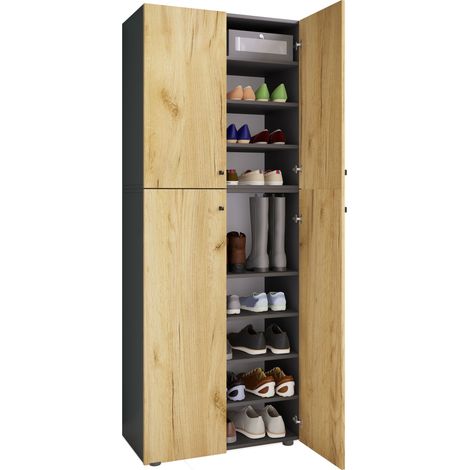 XXL Madera Mueble de zapato grande Lona 9 70x184x40 - VCM