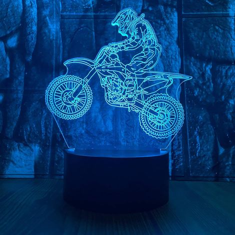 Motocross-Bike 3D LED Optische Illusion Acryl-Nachtlicht S/W (1/5)