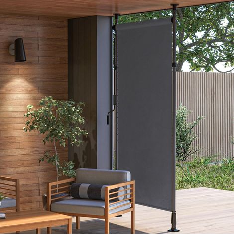 Toldo vertical CHICFURN para balcón 150 x 220-310 cm de aluminio gris oscuro, sin taladro (1/5)