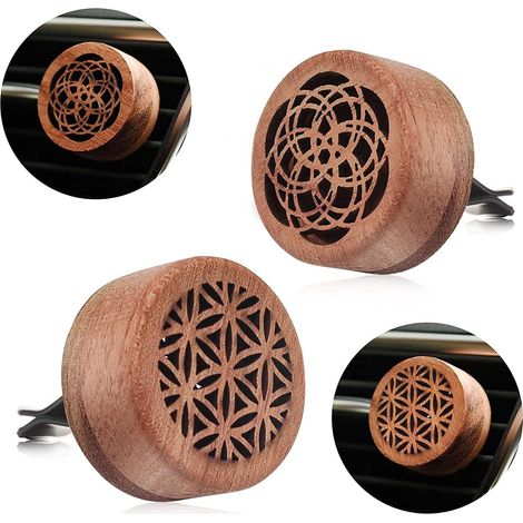 2er-Pack Diffusor für ätherische Öle im Auto (zufälliges ausgehöhltes Muster), Aromatherapie-Diffusor mit Auto-Entlüftungsclip, Mini-Diffusoren für ätherische Öle