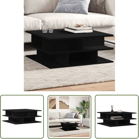 The Living Store Couchtisch Schwarz 70x70x29 cm Holzwerkstoff - Eleganter Couchtisch - Wohnzimmerstil - Holzwerkstoff Möbel - Schwarzer Couchtisch - Beistelltisch (1/5)