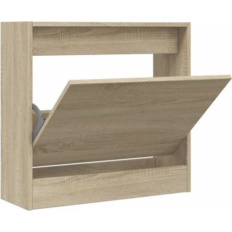 Meuble à chaussures Sonoma en chêne, 60x21x57 cm, bois d'ingénierie. (1/5)