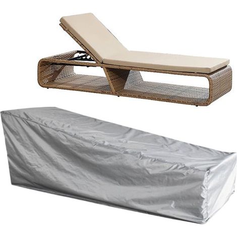 Telo protettivo per sedie da giardino, impermeabile, in tessuto Oxford resistente ai raggi UV con fori di ventilazione, grigio, 208 × 76 × 41/79 cm, 1 pezzo (1/5)