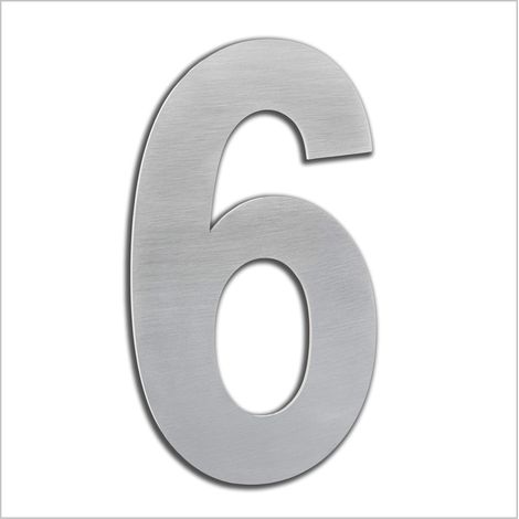 HERRAJES EVI Numero civico esterno, portale o garage, 16 cm, acciaio inox AISI 304, installazione adesiva (numero 6), 160 mm (1/4)
