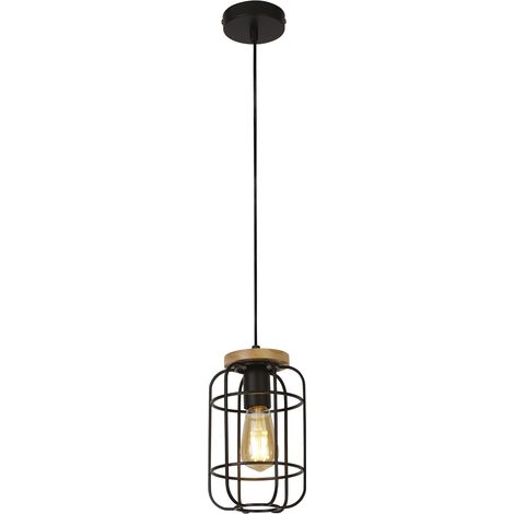 Vision Pendant - Metallo nero opaco e legno (1/4)