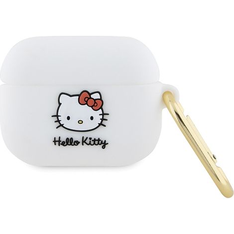 Hello Kitty HKAP3DKHSH AirPods Pro Hülle, weiß/weiß, Silikon, 3D-Katzenkopf (1/3)