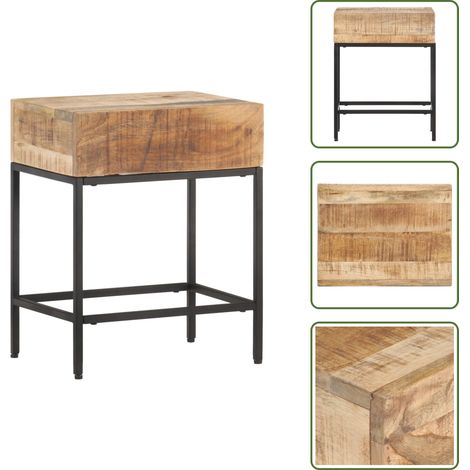 Mesa de madera de mango - vidaXL Mesa auxiliar de madera de mango maciza 40x30x50 cm - Mesa de acero