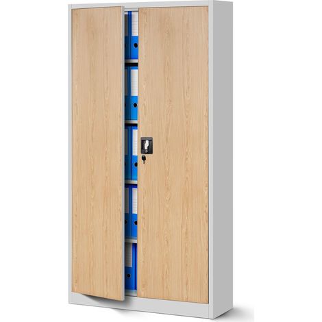 Armoire en métal verrouillable JAN, 900 x 1850 x 400 mm, Eco Design: blanc/ chêne de sonoma