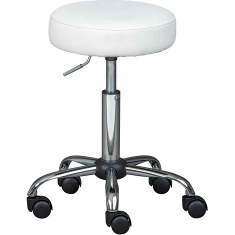 Tabouret Pivotant Design "Pivoar" 50-66cm Blanc (1/5)