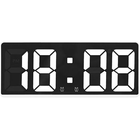 royaluxe - Grande horloge murale numérique intelligente APP Control Time/Date/&Sound Activate & Countdown Function Stepless Brightness & Volume Alarm with Snooze Function - Black shell white light (1/5)