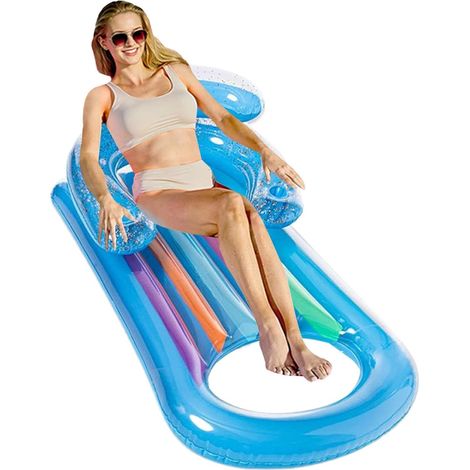 Shine Home Grand Fauteuil Gonflable de Piscine Lounge, Lit Flottant pour Adulte & Enfant, Fête & Rivière 150X75CM (1/5)