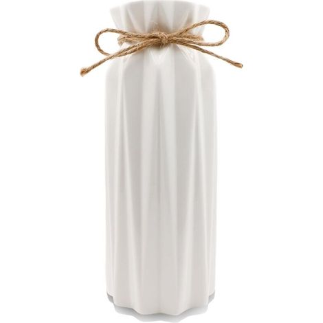 Bardusch-Vase céramique blanc 21,5 cm avec corde jute, déco boho pampa pour salon/table (1/5)