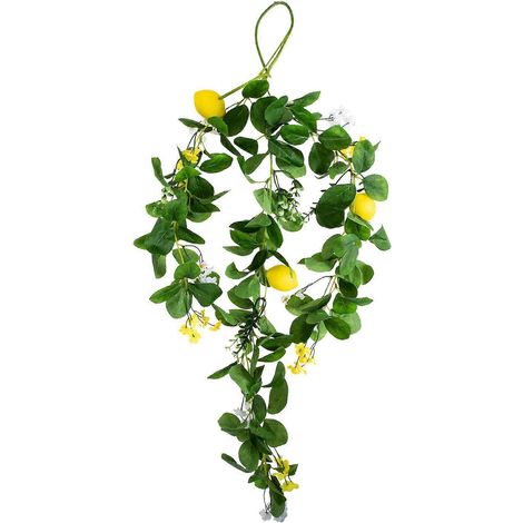 Guirlande murale artificielle de 4 branches de citronnier jaune pour la décoration intérieure (1/5)