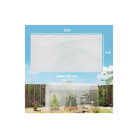 Film de serre transparent 7 x 8 m en plastique épais étanche avec protection UV et anti-déchirure pour potager jardin et tunnel (1/5)