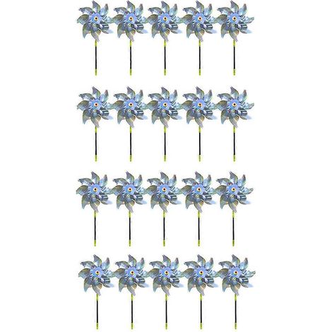 Lot de 20 moulins à vent réfléchissants avec piquets, moulins à vent extra brillants pour la décoration de jardin, répulsifs à oiseaux (1/5)