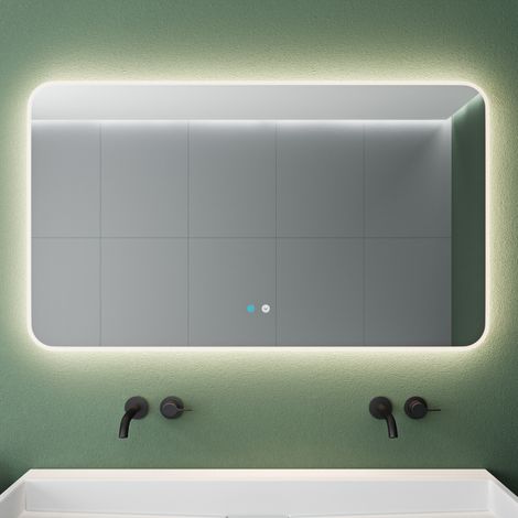 Mai & Mai Badspiegel mit LED Beleuchtung Wandspiegel 120x70cm Bad-Spiegel mit Touchschalter, Beschlagfrei durch Antifog-Schicht 4500K Nova-02