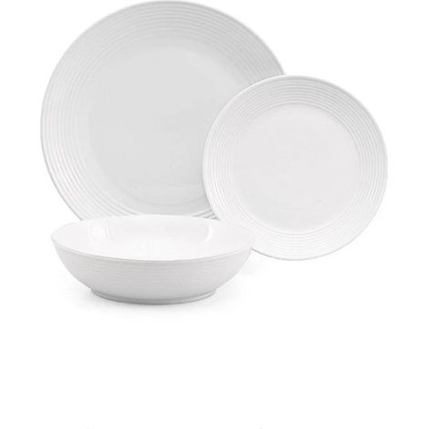 Set de mesa 18 piezas en porcelana blanca elegante