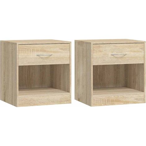 vidaXL Mesitas de noche 2 unidades con un cajón y estante color roble (1/2)