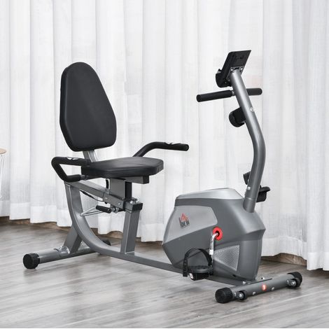 Vélo d’appartement semi-allongé LCD, résistance magnétique 8 niveaux, siège réglable, FloraGrace (1/5)