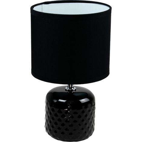 Lampe à poser pied ceramique abat jour coton noir deco ananas salon chambre (1/3)
