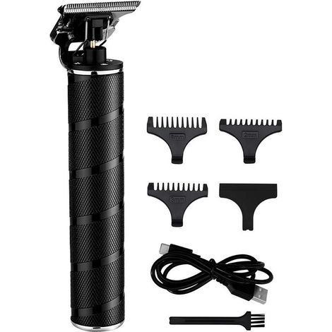 Tondeuse à cheveux noire pour homme, tondeuse professionnelle sans fil, lame en T de 0 mm pour crâne rasé