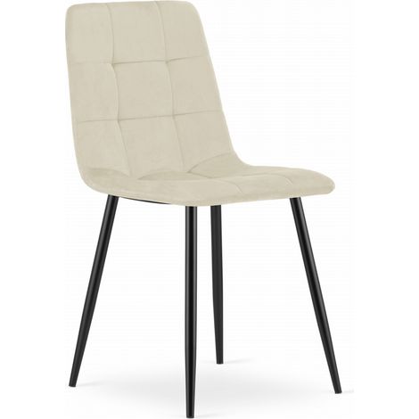Sedia Kara - velluto beige chiaro / gambe nere x 1 (1/5)