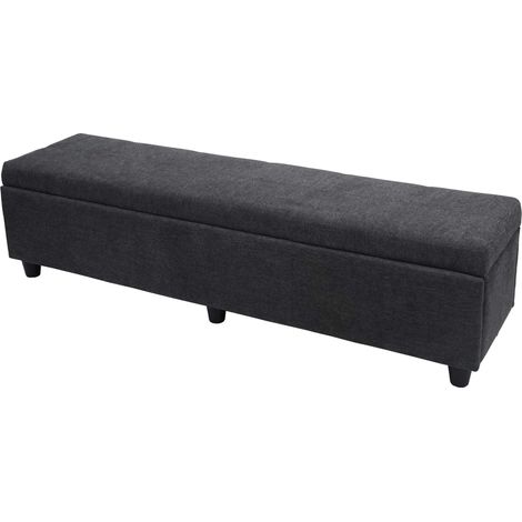 Aufbewahrungs-Truhe Kriens XXL, Sitzbank Bank, Stoff/Textil, 45x180x45cm dunkelgrau (1/5)