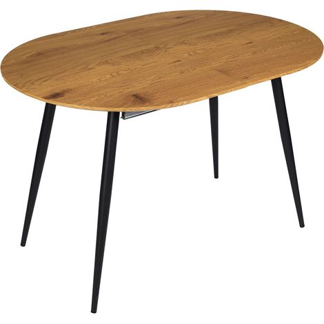 Table extensible ovale effet bois 4 à 6 places – Plateau MDF finition bois – Pieds métal – Dimensions 120/160 x 75 x 80 cm – Toilinux (1/5)