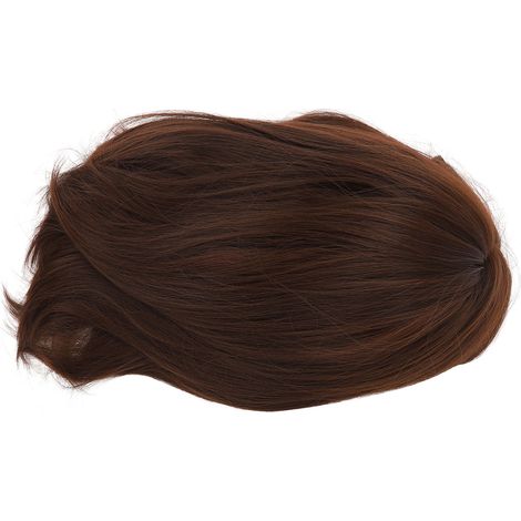 Perruque Longue Bruns Noirs Lisse avec Frange Courte pour Femme (1/5)
