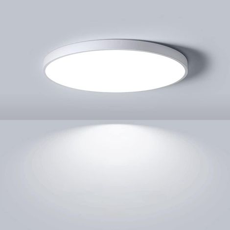 Plafonnier encastré LED 9 pouces, blanc lumière du jour 5000K, 1800 lm, 18 W, luminaire rond moderne plat, équivalent à 180 W, plafonnier blanc pour cuisine, chambre et plus encore. (1/5)