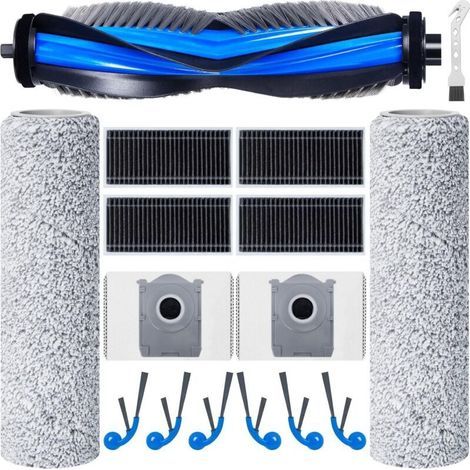 Kit d'accessoires pour Ecovacs Deebot T80 Omni/X8 PRO OMNI/X8 Omni aspirateur robot, 1 brosse à rouleau, 2 rouleaux de nettoyage pour serpillère, 4 filtres, 6 brosses latérales, 2 sacs à poussière (1/4)