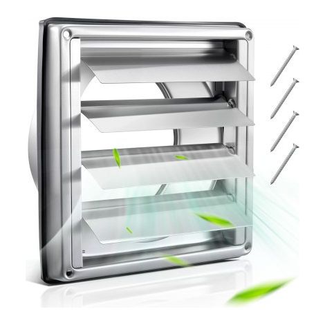 Cubierta de Ventilación de Pared de 145 mm, Cuadrada, con Rejilla de Ventilación, de Acero Inoxidable de Primera Calidad y Junta de Goma Antirruido, para Casa, Baño, Garaje, Cocina y Sótano (1/5)