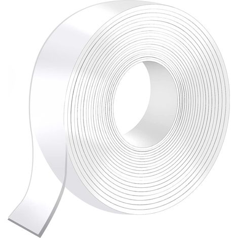 5M Scotch Double Face Extra Fort, 5M x 3CM x 2MM Scotch Transparent Double Face Lavable, Réutilisable Ruban Adhésif Double Face Accroche Tableau Sans Percer pour Cadre Photo Tapis