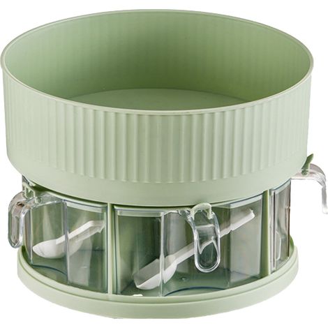 Organiseur de plateau tournant pour épices de cuisine à 2 niveaux en plastique, rotation à 360 degrés, support de rangement multifonctionnel pour assaisonnements pour armoire, garde-manger, comptoir, (1/5)