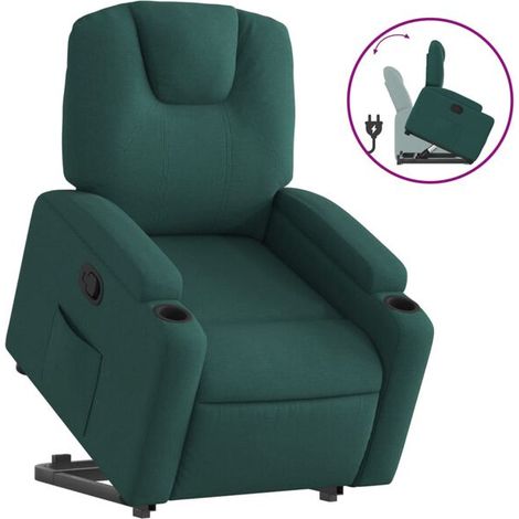 Chaise longue en tissu, dossier inclinable et repose-pieds réglable, design ergonomique moderne, couleur vert foncé – pour salon, chambre ou espace détente (1/5)
