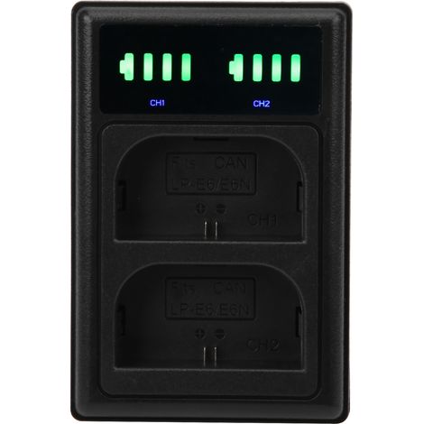 Chargeur double port Micro/Type-C pour appareil photo à double affichage et double station d'accueil pour batterie LPE6/E6N (1/5)
