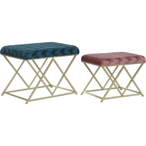 Banc élégant en polyester pour entrée et salon - Bleu marine structuré et beige élégant (1/5)