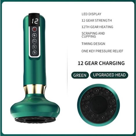 Cabezal de masaje anticelulítico - 12 niveles ajustables - Con función de calor - Recargable por USB-C - Para abdomen, piernas y glúteos - Verde (1/5)